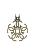 CHANEL Pre-Owned 2017 Brass CC Crystal Single Clip On Earring costume earrings - Black