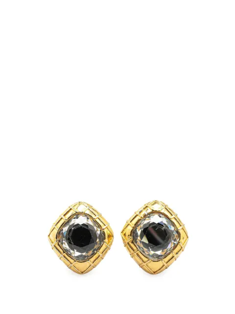 CHANEL Pre-Owned 1970-1980 Gold Plated Diamond Crystal Clip on Earrings costume earrings