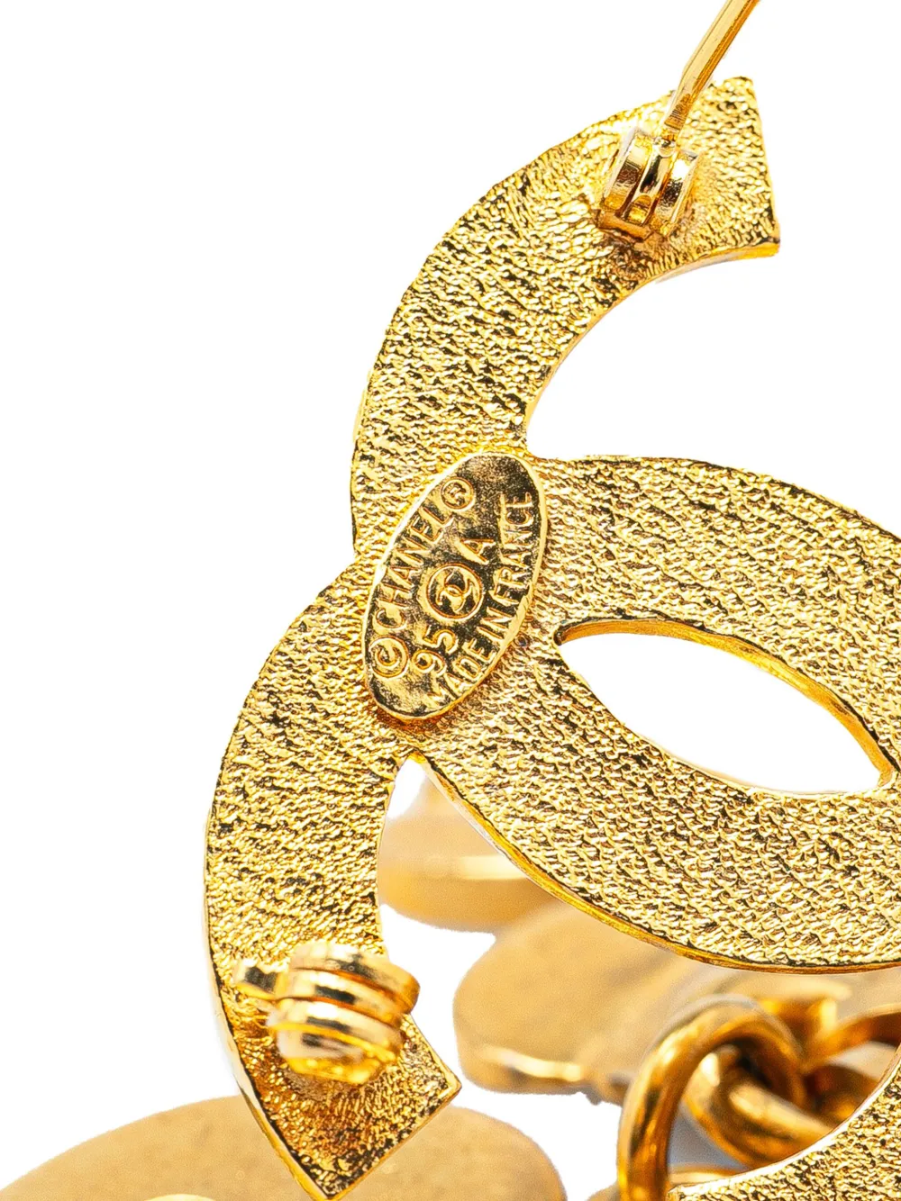 Pre-owned Chanel 1995 Gold Plated Cc Iconic Lucky Charms Brooch Costume Brooch
