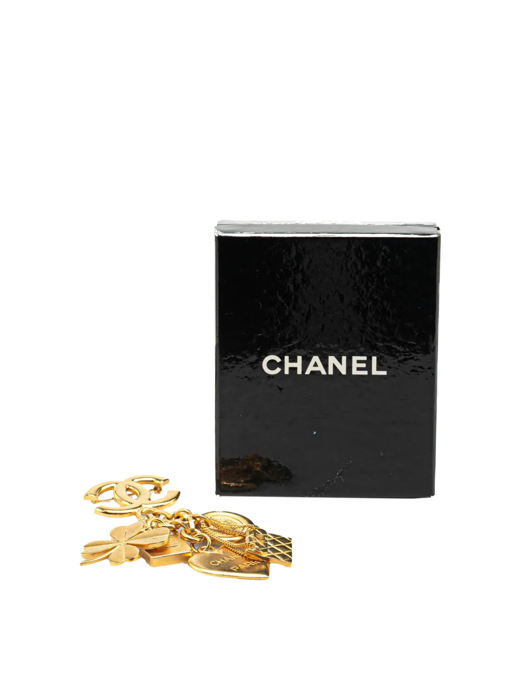 Pre-owned Chanel 1995 Gold Plated Cc Iconic Lucky Charms Brooch Costume Brooch