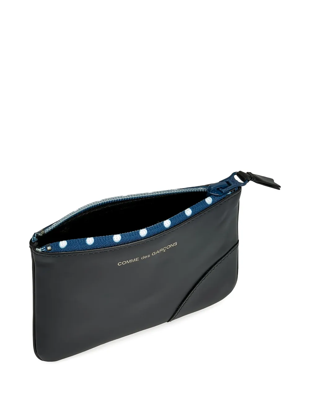 Comme Des Garçons Zip-top Polka-dot Wallet In Black