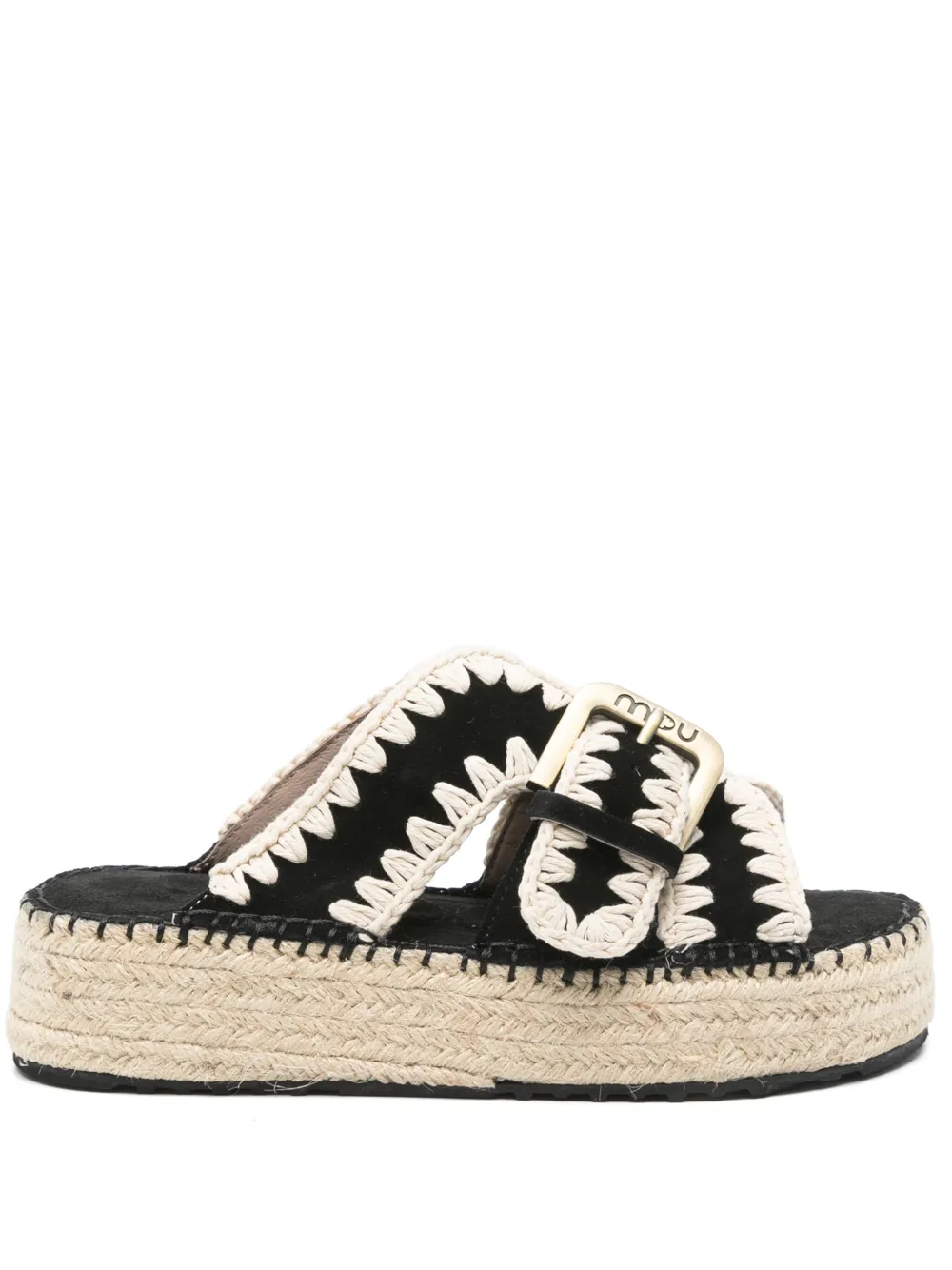 Mou 40mm Jute mules Black