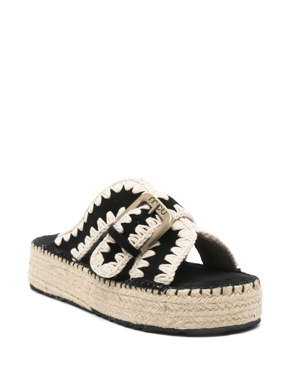 Mou 40mm Jute mules Black