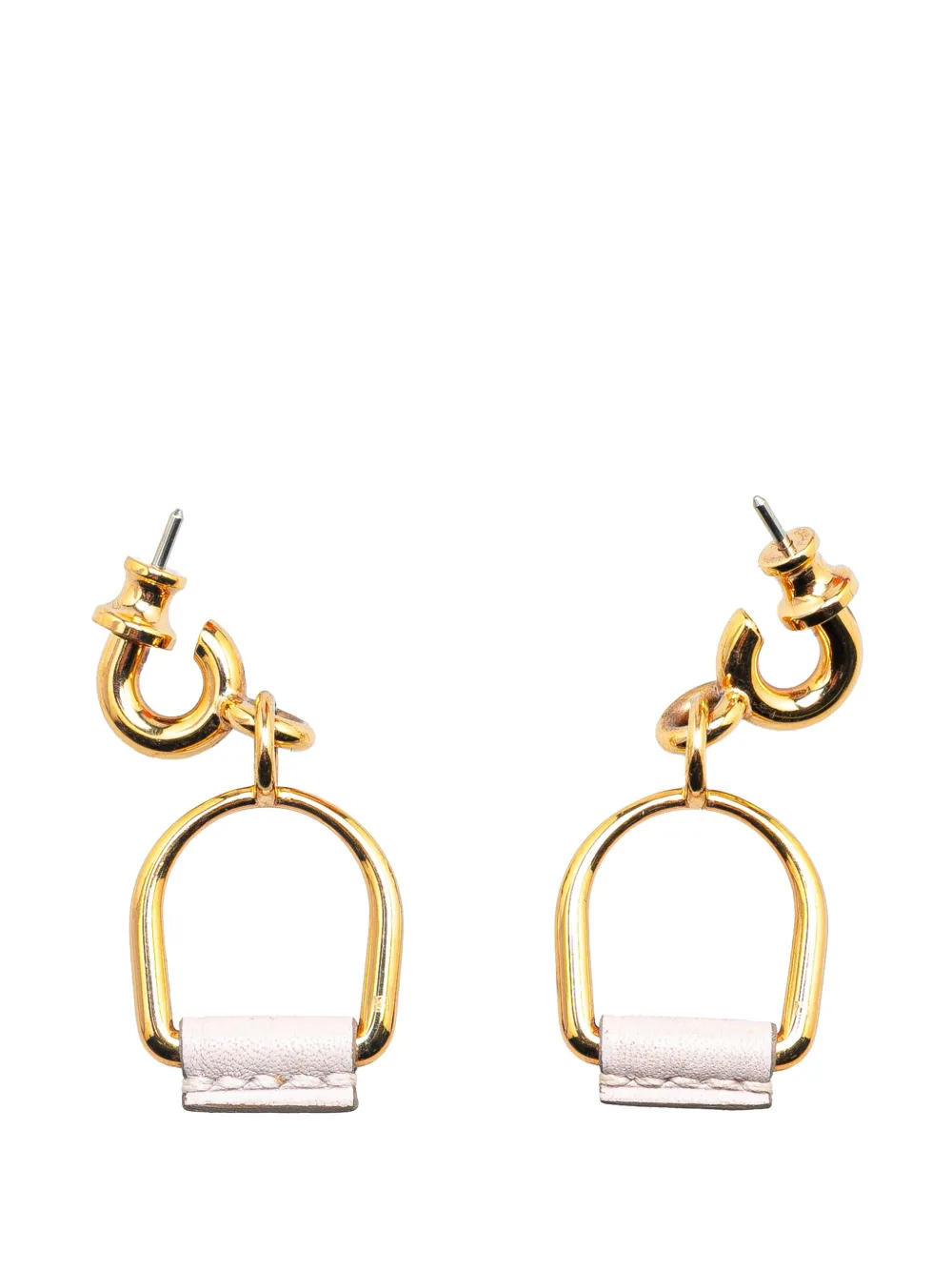 Hermès Pre-Owned 2010-2024 Gold Plated Heritage Equestre Etrier Drop Push Back Earrings costume earrings | Image 2