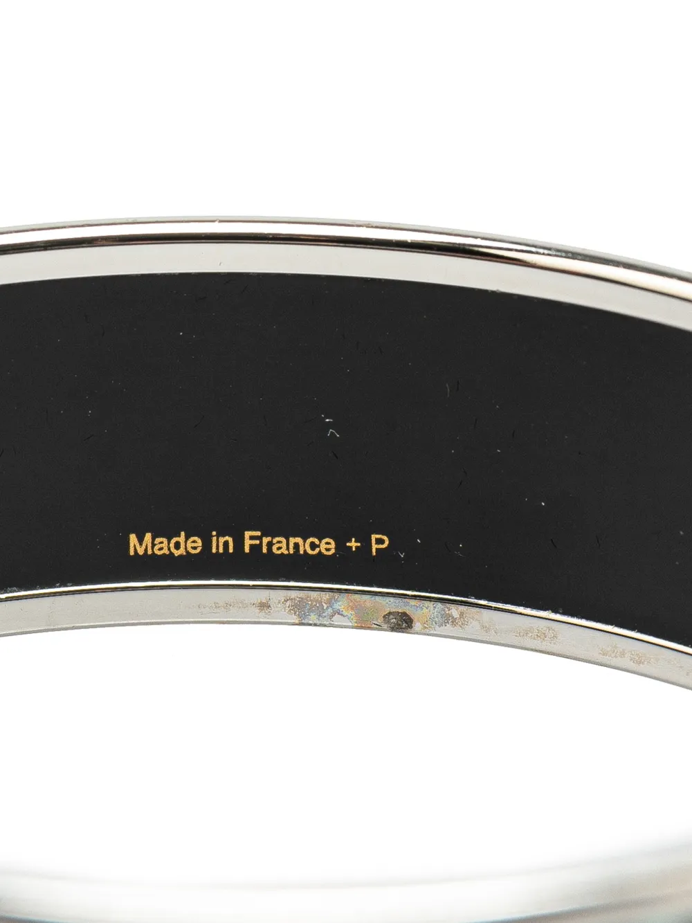 Pre-owned Hermes 20th Century Wide Geometric Enamel Bangle 65 Costume Bracelet In Blue