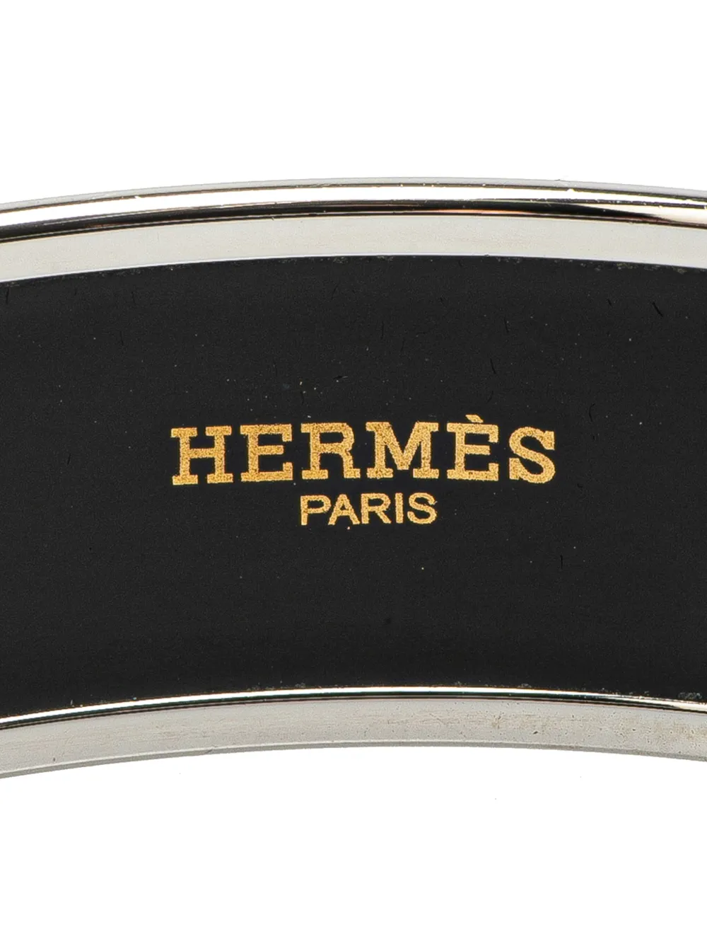 Pre-owned Hermes 20th Century Wide Geometric Enamel Bangle 65 Costume Bracelet In Blue