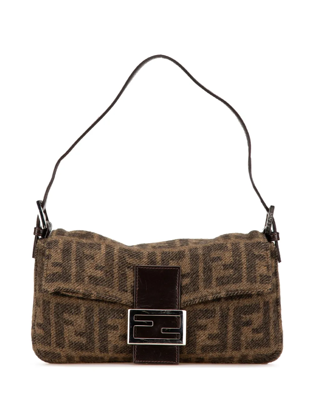 Fendi Pre-Owned 2010-2024 Mini Zucca Wool Baguette shoulder bag | Brown | Image 1