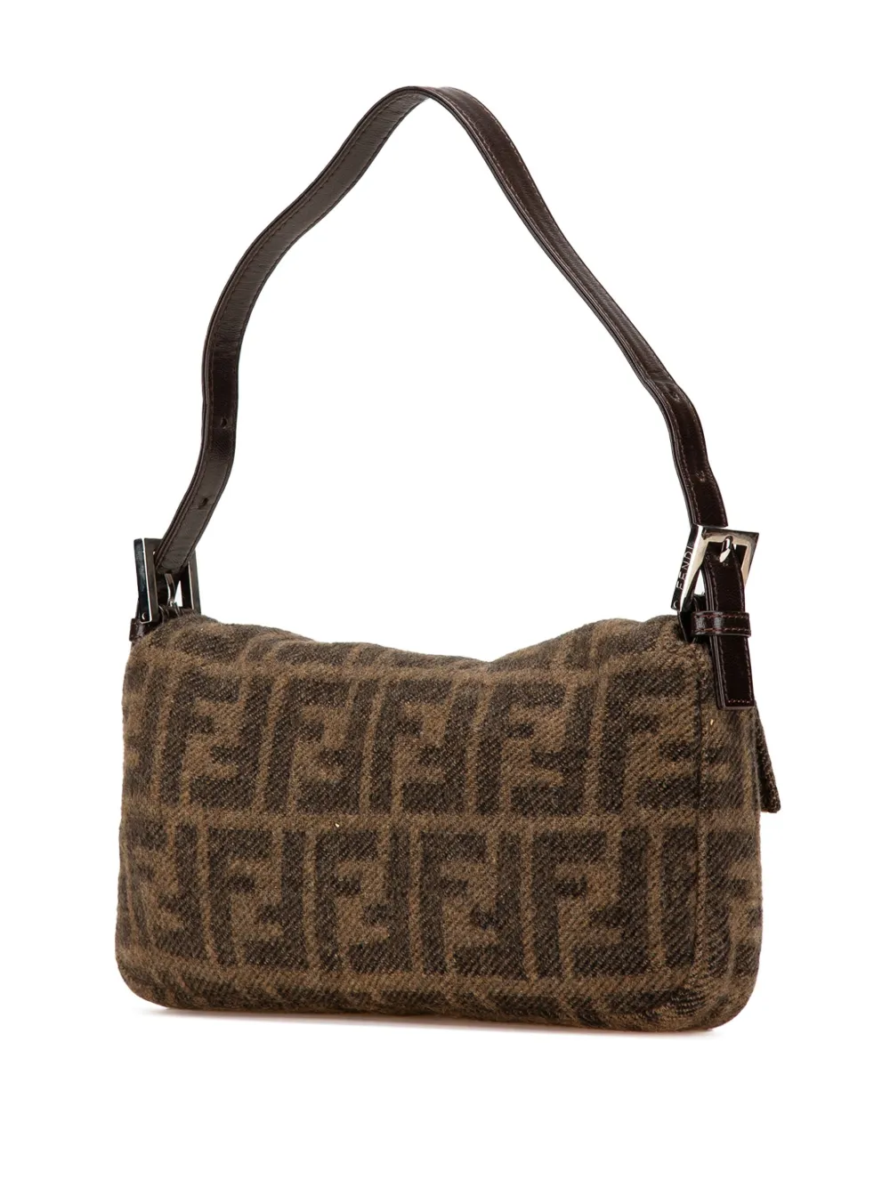 Pre-owned Fendi 2010-2024 Mini Zucca Wool Baguette Shoulder Bag