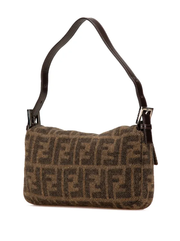 Fendi Pre-Owned 2010-2024 Mini Zucca Wool Baguette Shoulder