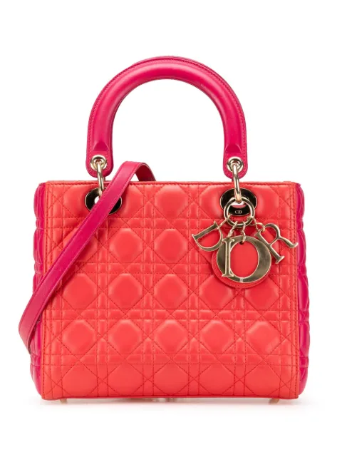 Christian Dior Pre-Owned 2014 Medium Bicolor Lambskin Cannage Lady Dior satchel