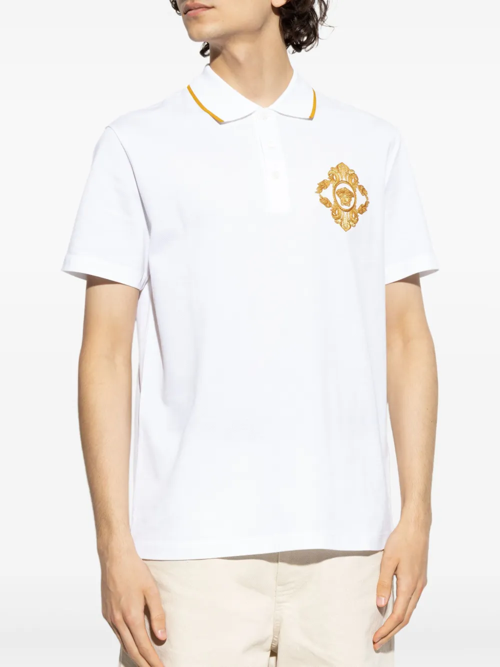 Versace Poloshirt met borduurwerk Wit