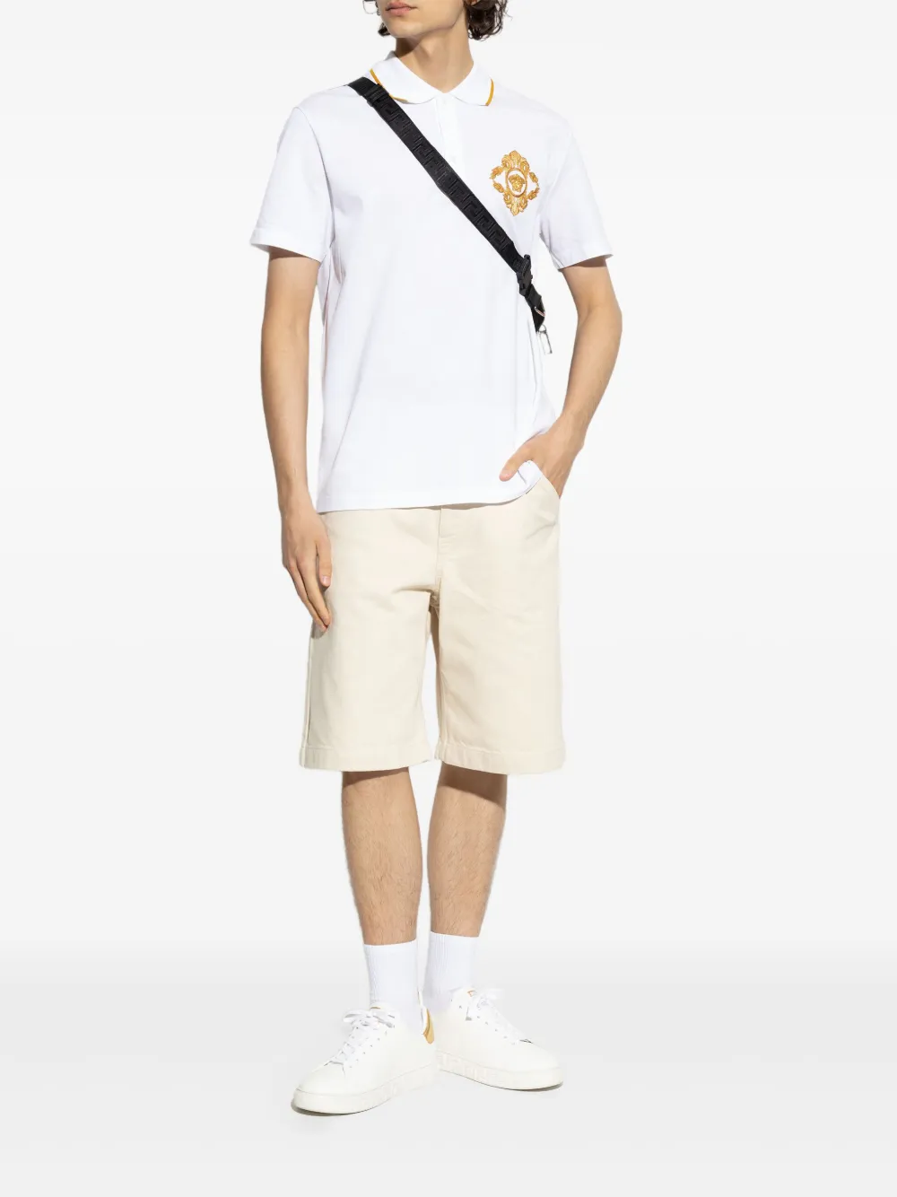 Versace Medusa-embroidered polo shirt - Wit
