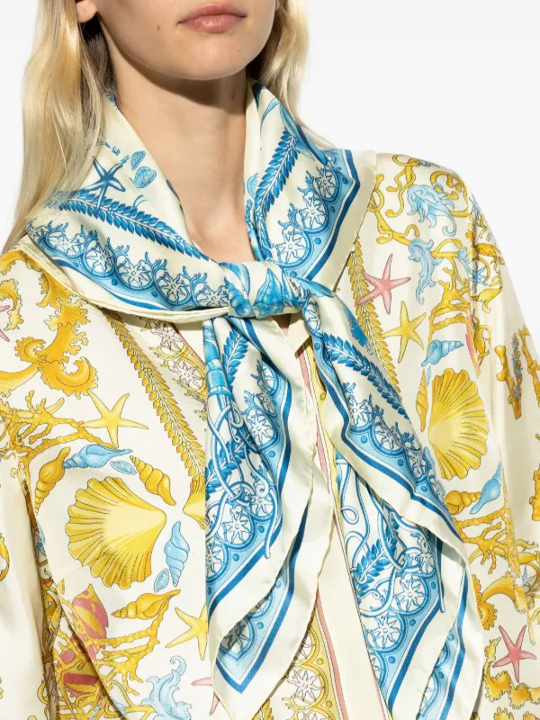 Versace Printed Silk Scarf | Blue | FARFETCH
