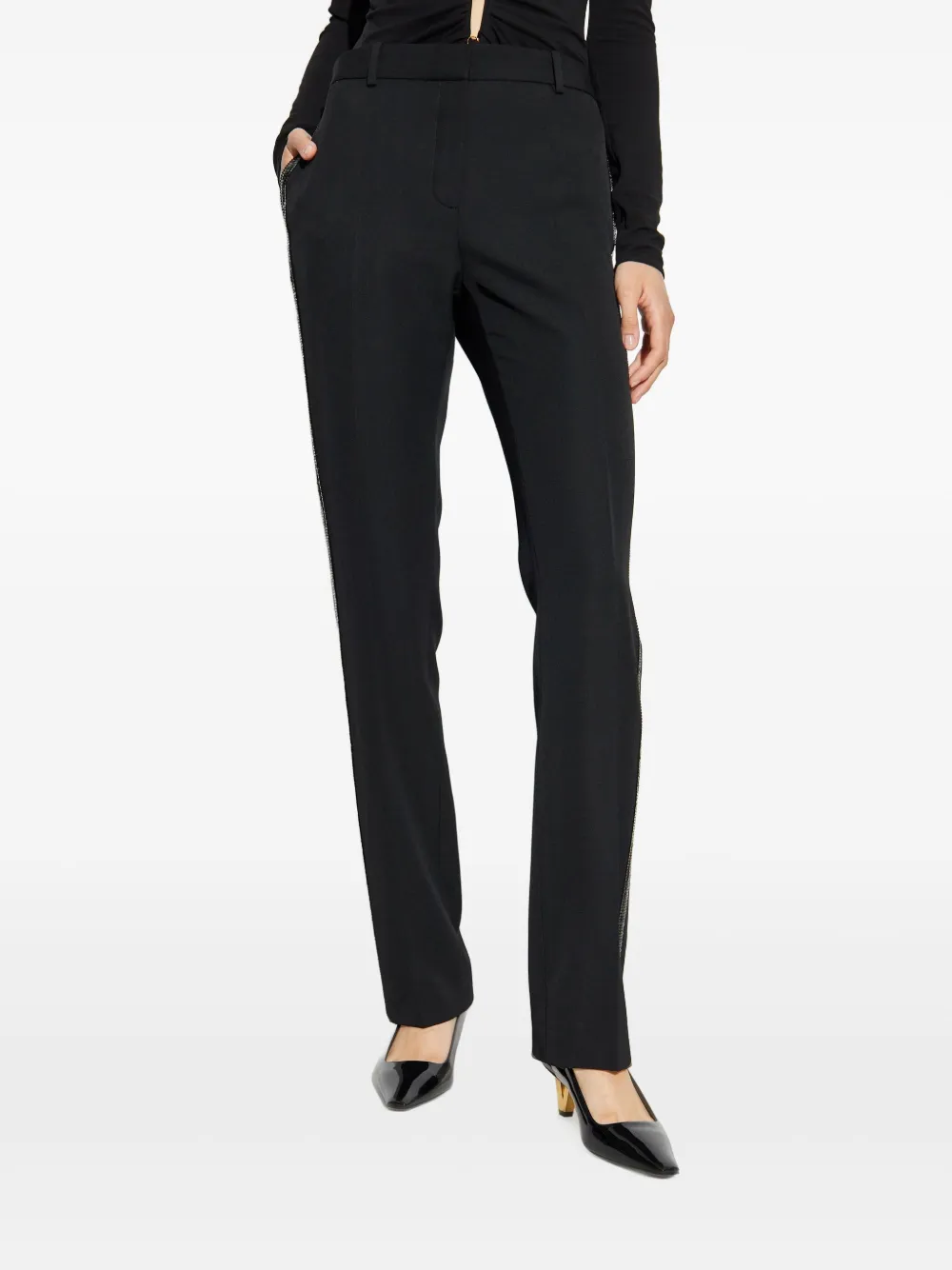 Versace Pantalon met verfraaide afwerking Zwart