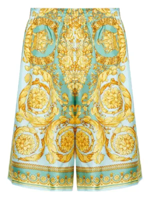 Versace Baroque Print Silk Shorts | White | FARFETCH CA