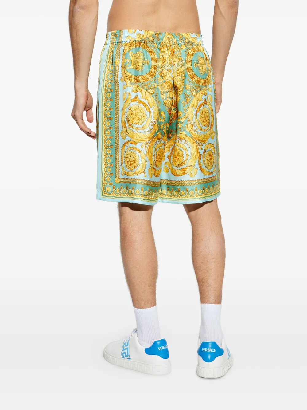 Versace Shorts met barokprint Groen