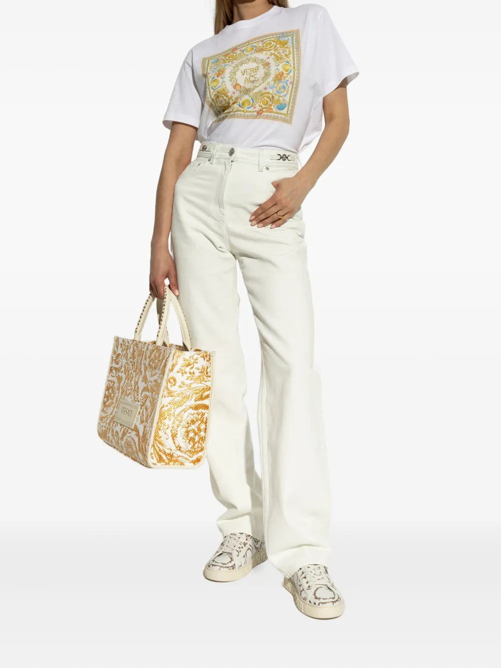 Versace Barocco-jacquard sneakers White