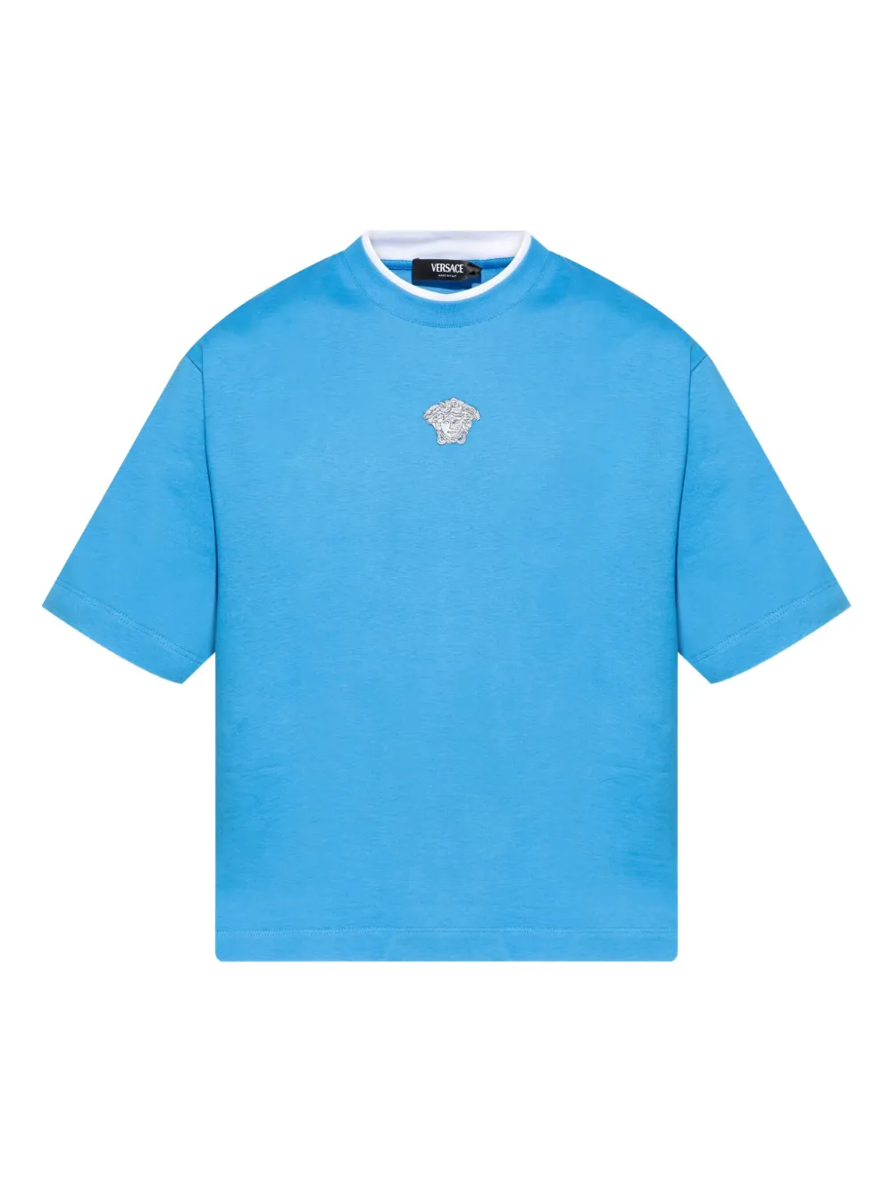 Versace T-shirt met geborduurd Medusa logo Blauw