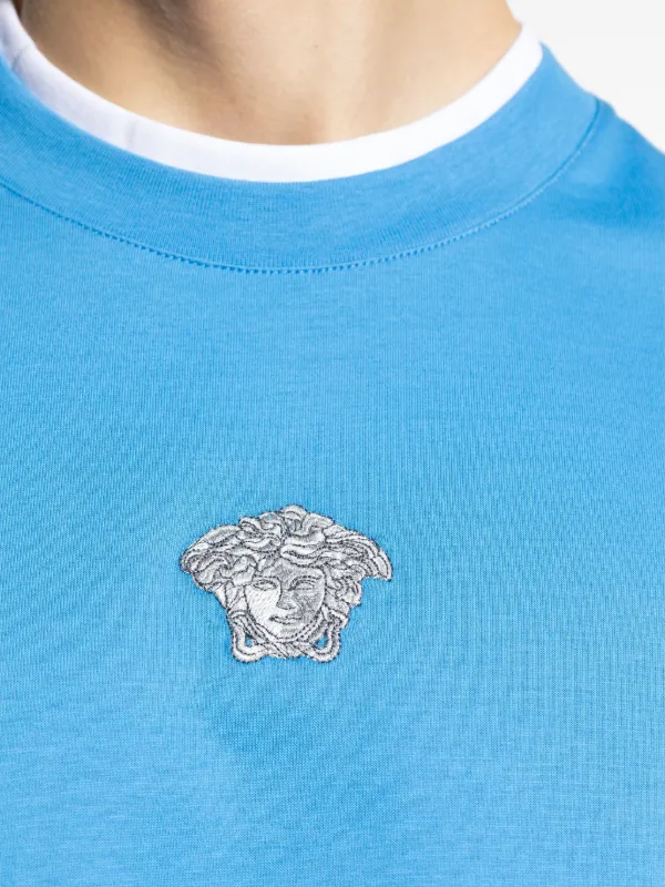 Versace Medusa-embroidered T-shirt Blue FARFETCH