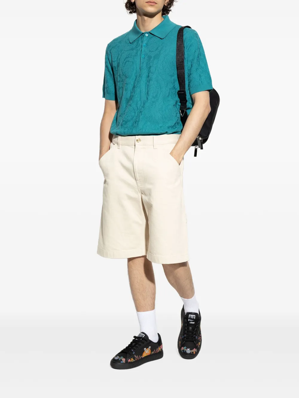 Versace Barocco-jacquard polo shirt - Blauw