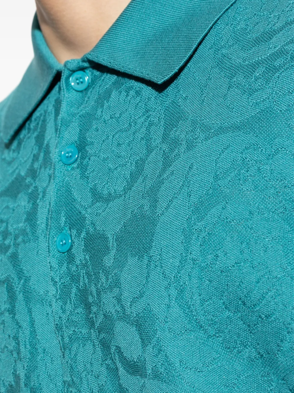 Versace Poloshirt met Barocco-jacquard Blauw