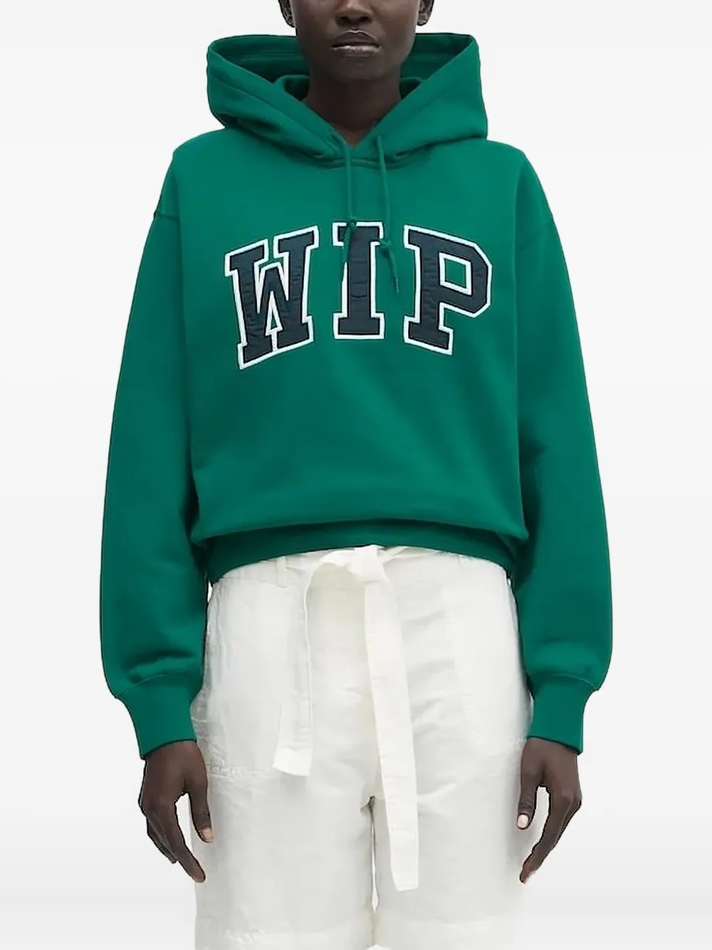 Carhartt WIP ribbed logo-embroidered hoodie | Green | Image 1