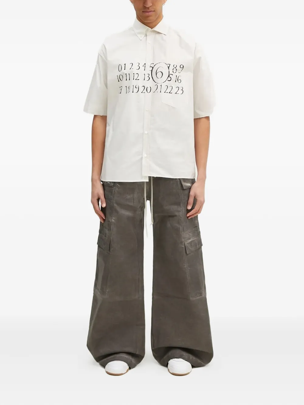 MM6 Maison Margiela Overhemd met nummerprint en korte mouwen - Wit