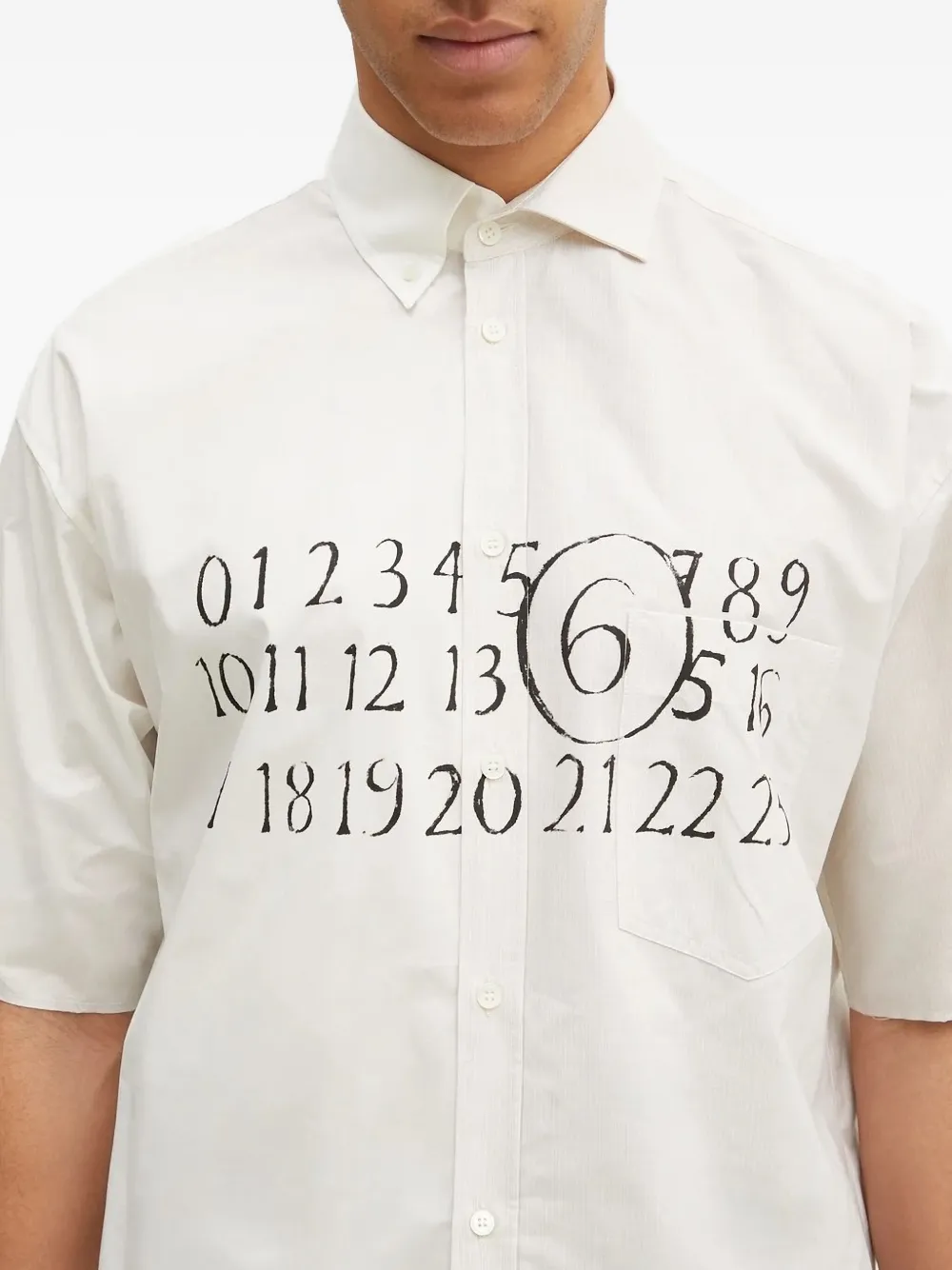 MM6 Maison Margiela number-print short-sleeve shirt Wit
