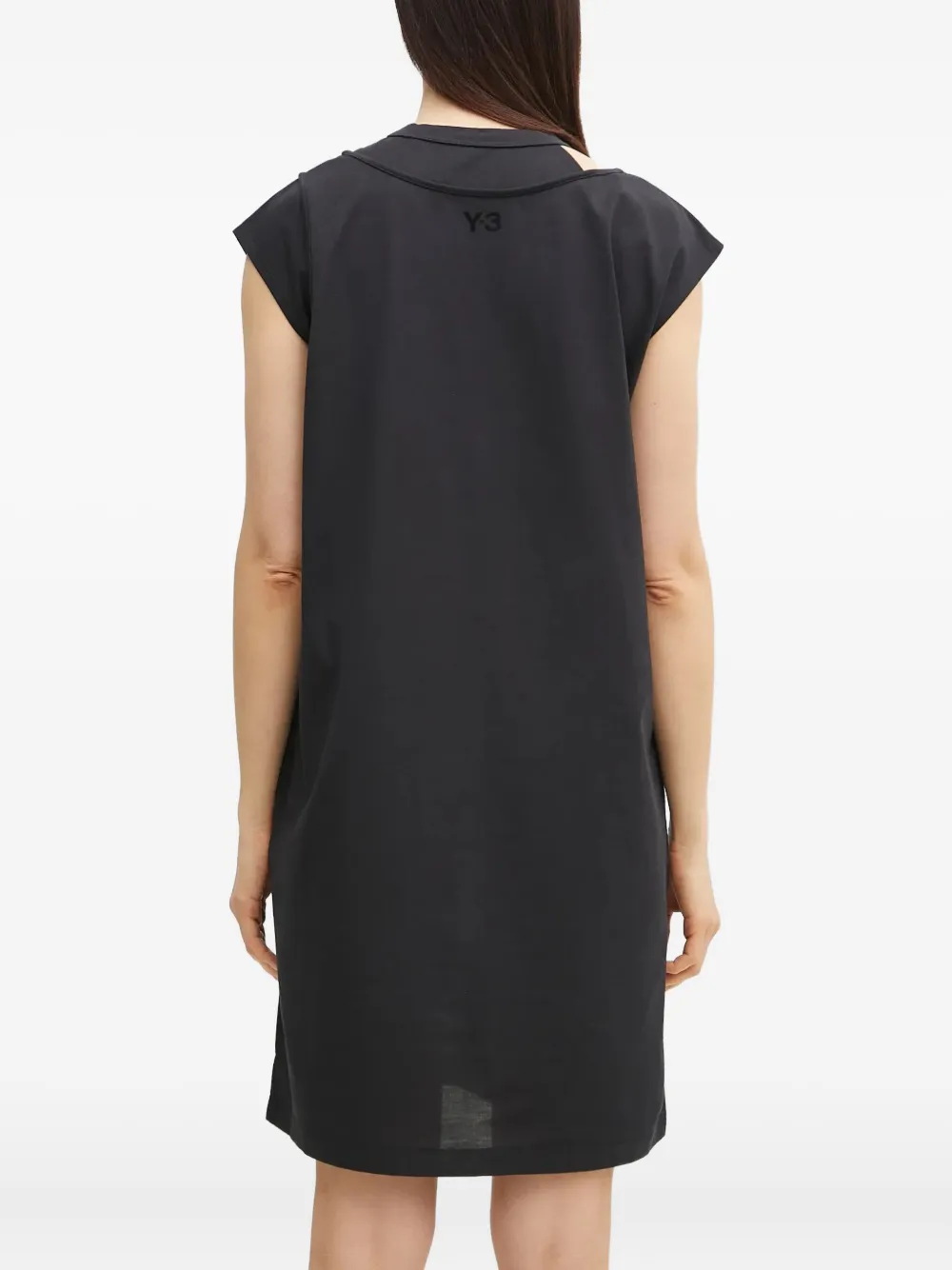 Y-3 Jurk met kapmouwen en ronde hals Zwart