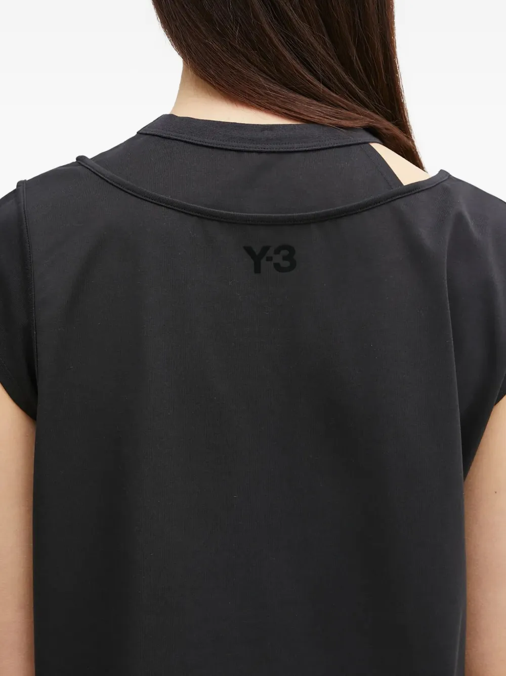 Y-3 Jurk met kapmouwen en ronde hals Zwart