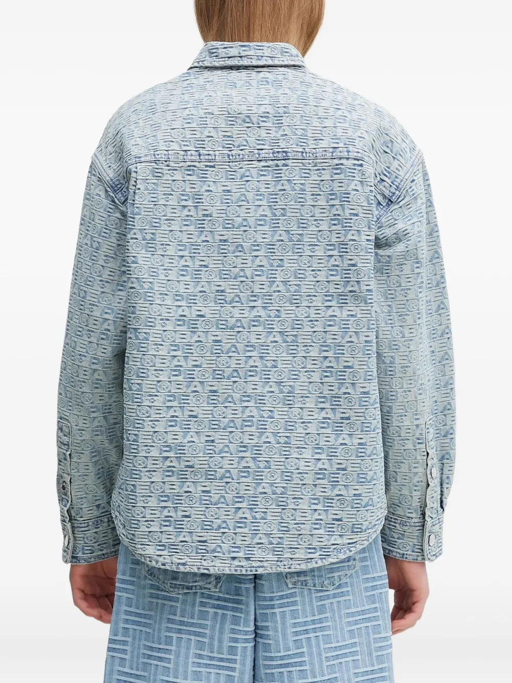 A BATHING APE Denim shirtjack met monogramprint Blauw