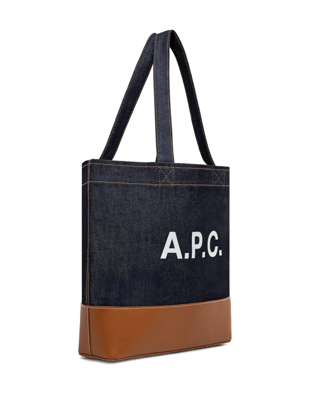 A.P.C. Denim shopper met leren basis - Blauw