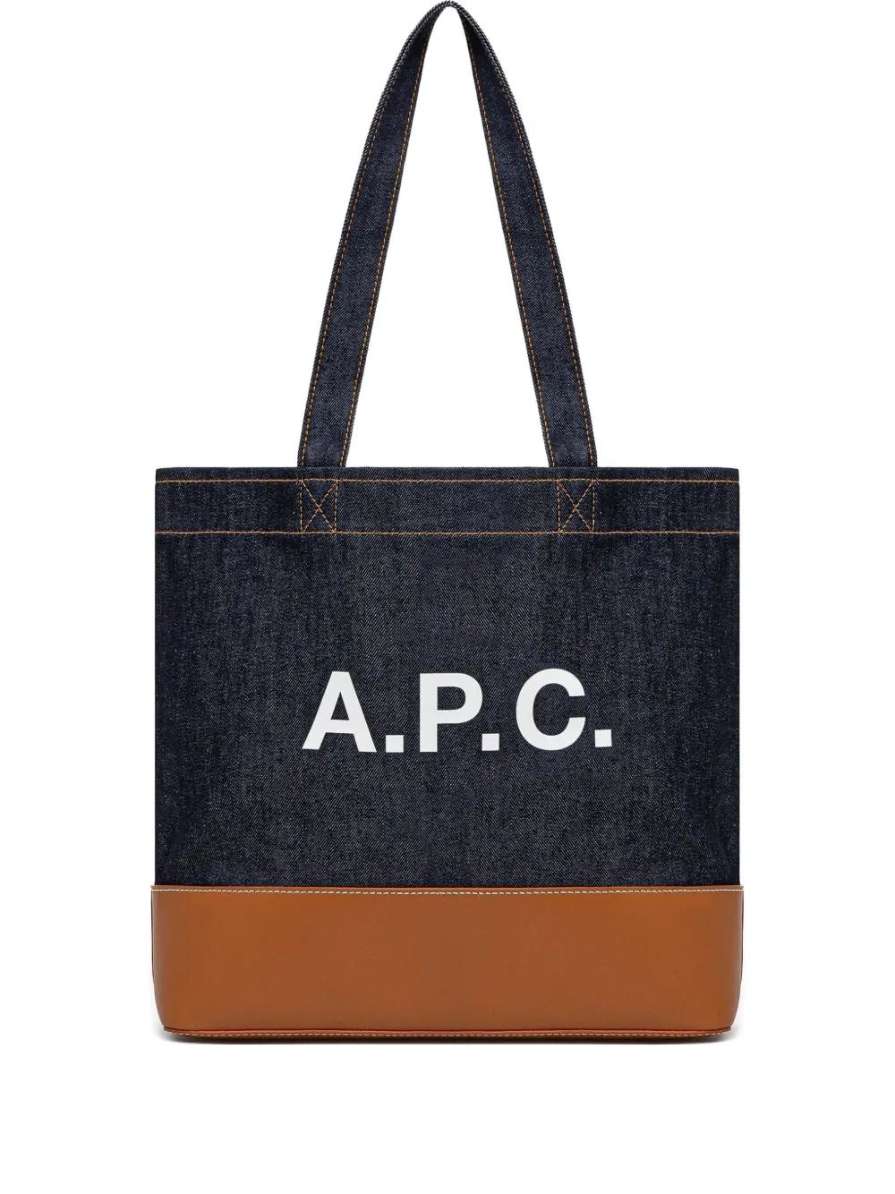 A.P.C. sac cabas en jean à base en cuir | bleu | Image 1