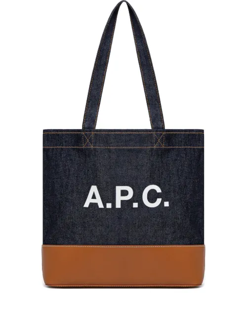 Sac cabas en jean à base en cuir - A.P.C. - Modalova