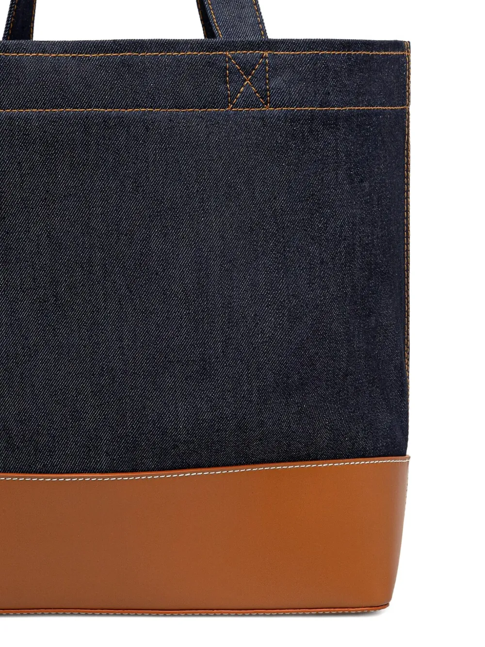 Apc A.p.c. Women Two-tone Denim And Leather Mini Axel Shopping Bag