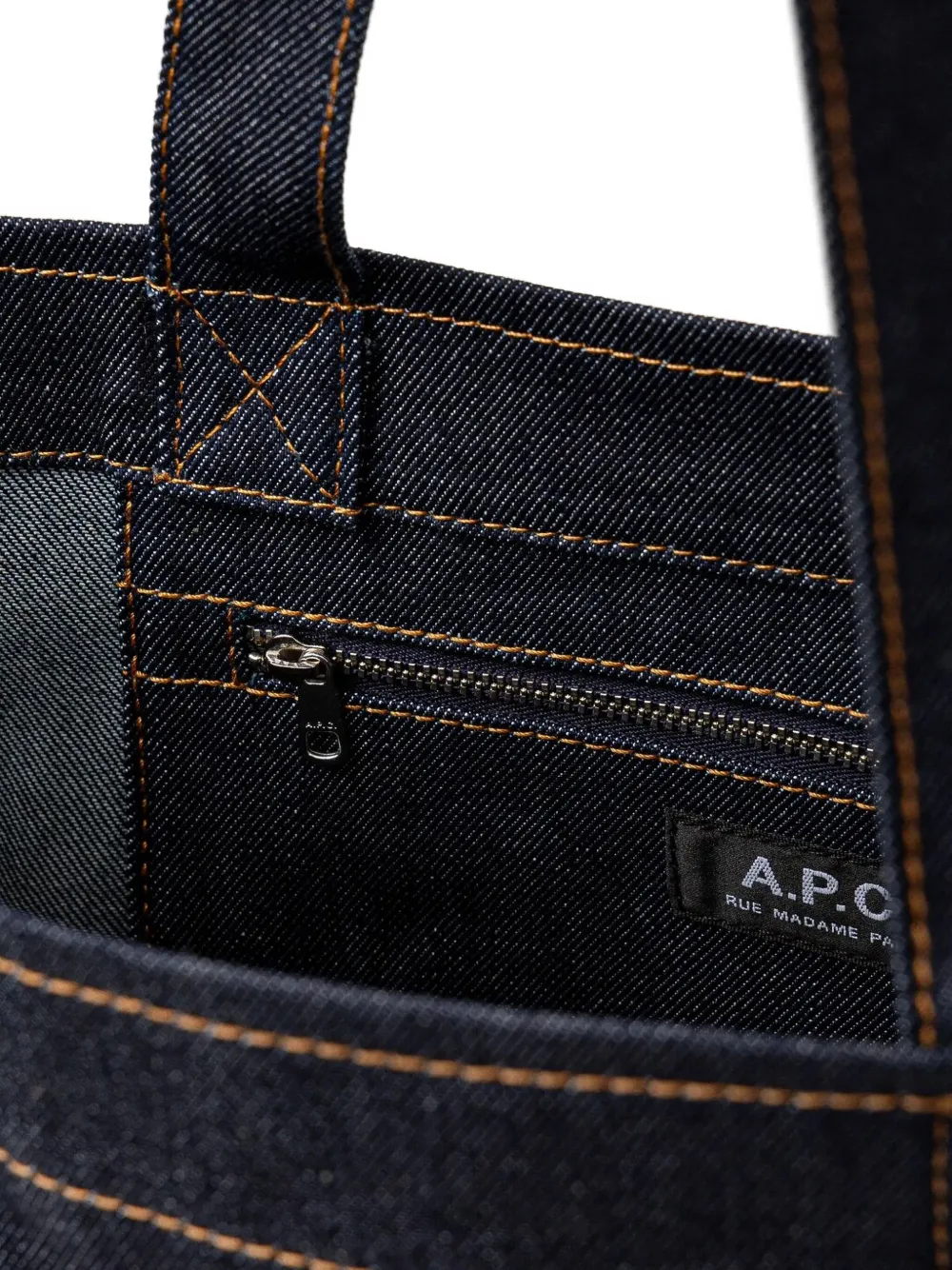 Apc A.p.c. Women Two-tone Denim And Leather Mini Axel Shopping Bag