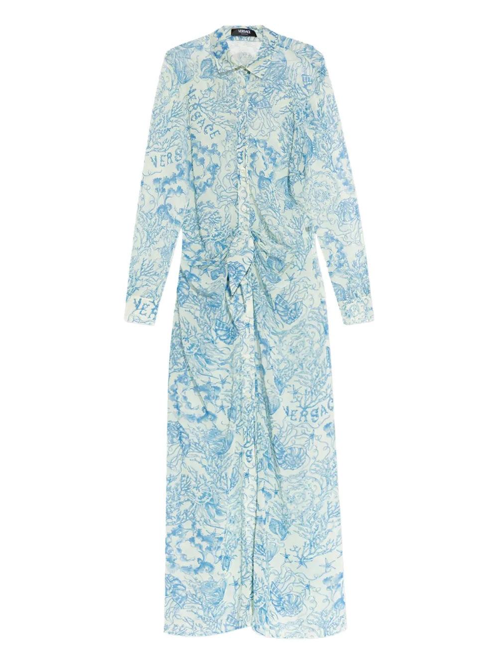 Versace Maxi-jurk met Barocco-print Blauw