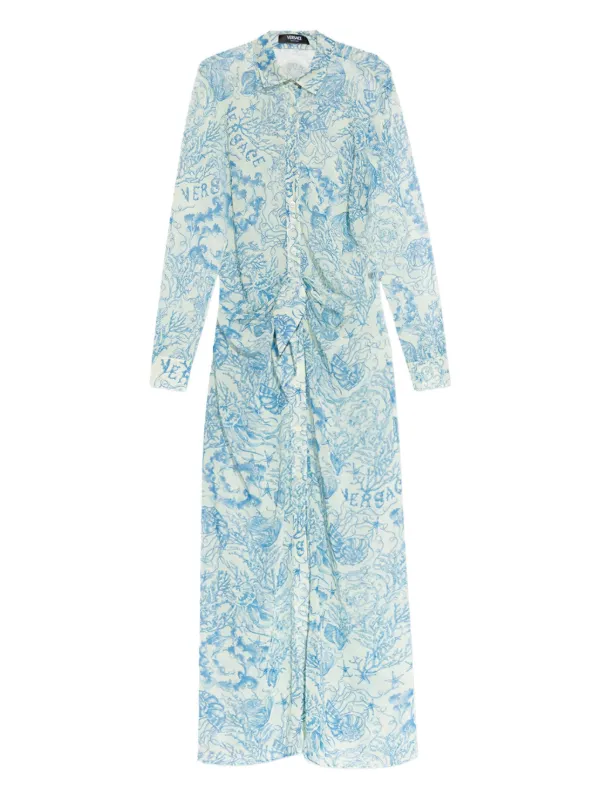 Versace Barocco-print Maxi Dress Blue FARFETCH GE