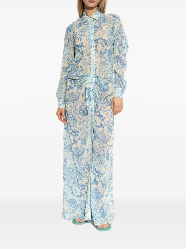 Versace Barocco-print Maxi Dress | Blue | FARFETCH