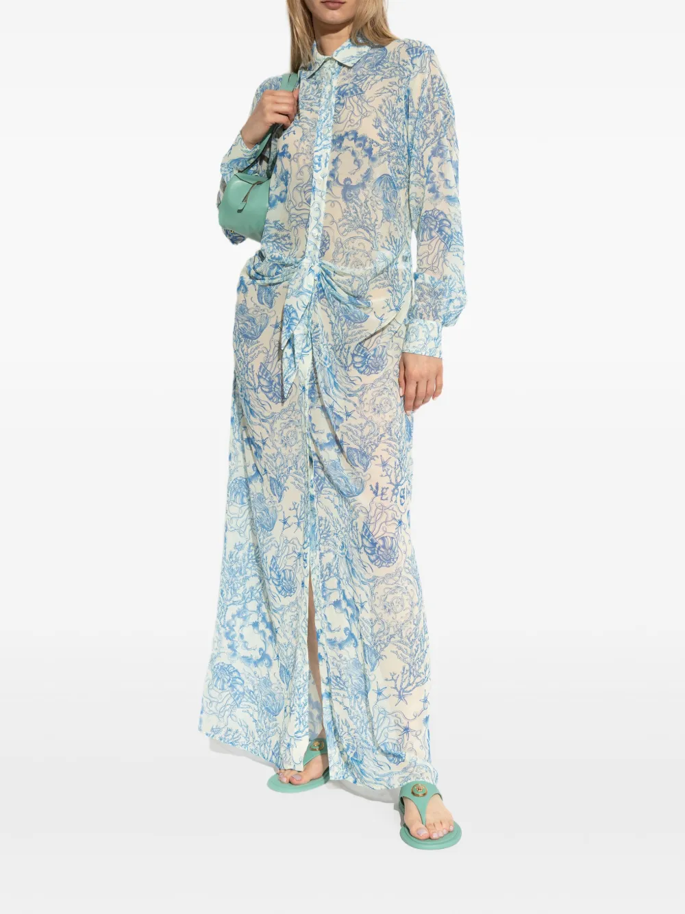 Versace Barocco-print maxi dress - Blauw