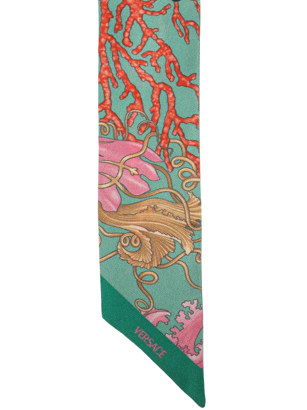 Versace Zijden sjaal met Underwater Barocco-print Groen