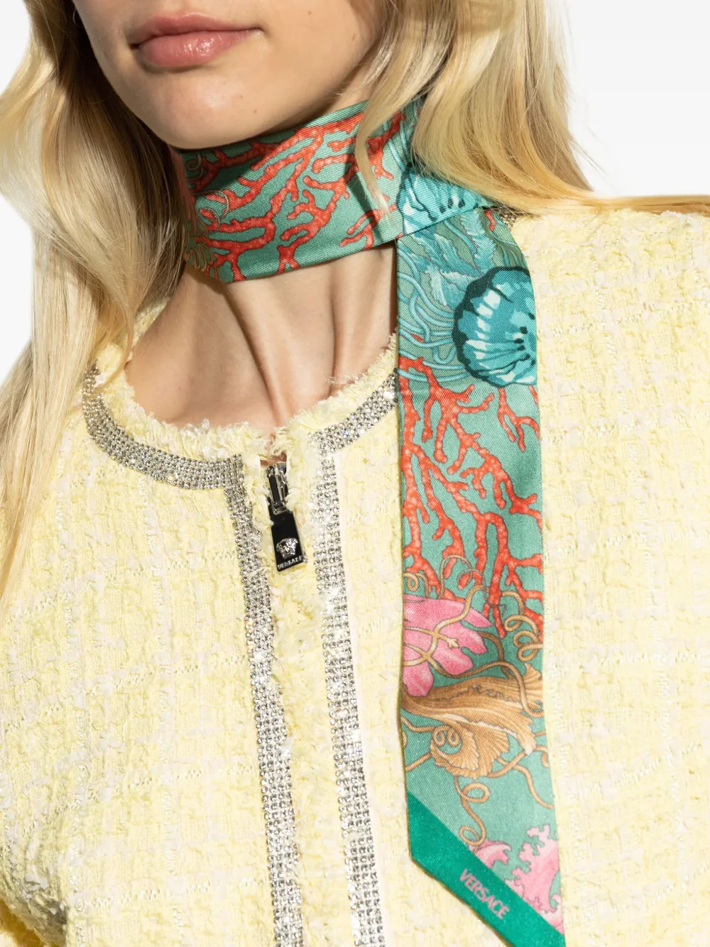 Versace Zijden sjaal met Underwater Barocco-print Groen