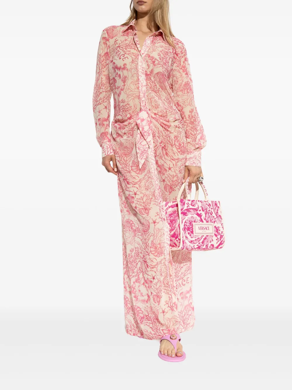 Versace Barocco-print maxi dress - Roze