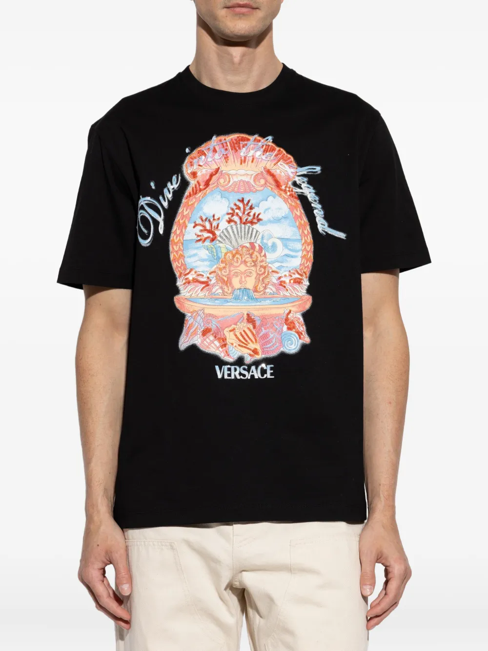 Versace Dive In Crest T-shirt Zwart