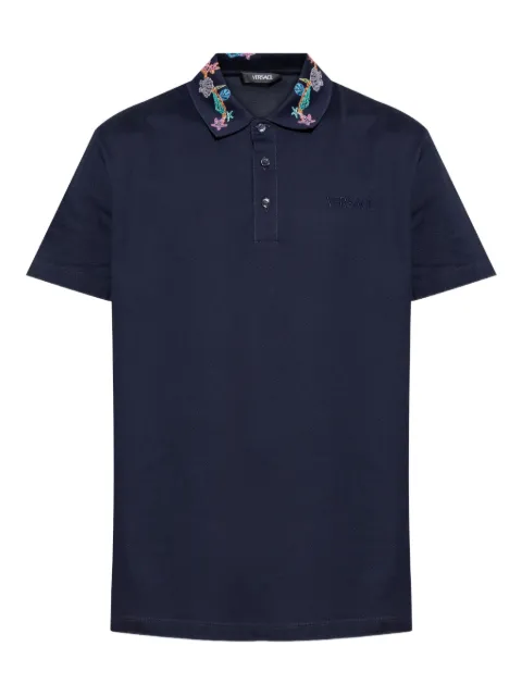 Versace logo-embroidered polo shirt