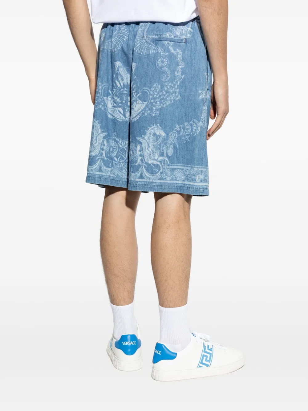 Versace Barocco Sea denim shorts Blauw