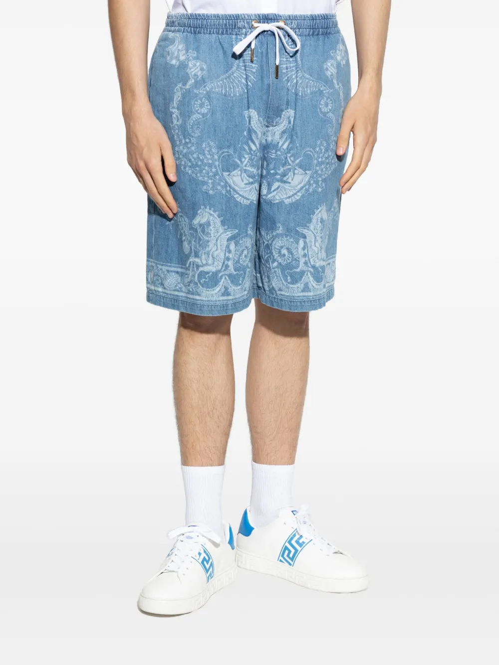 Versace Barocco Sea denim shorts Blauw