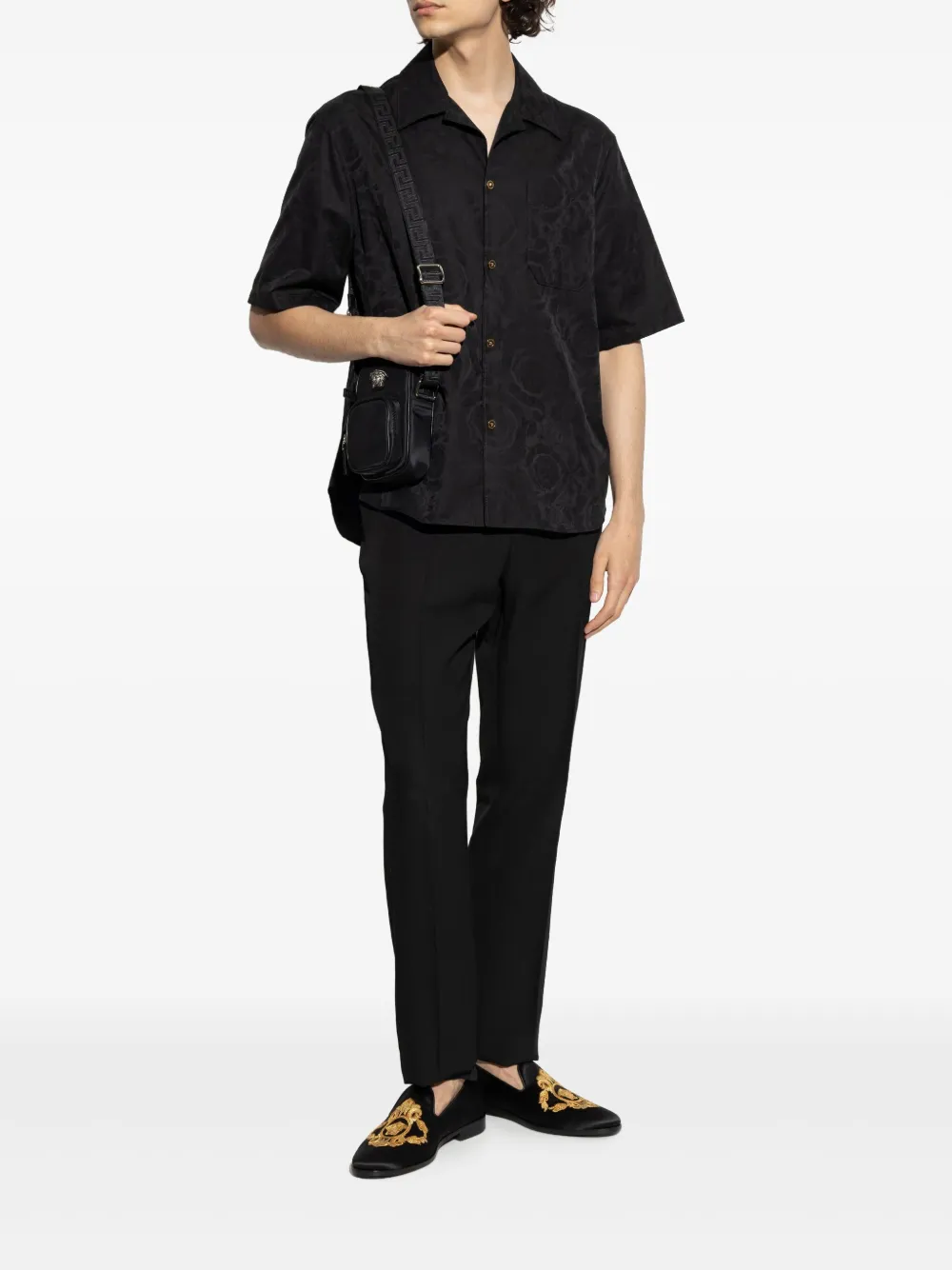 Versace Overhemd met Barocco jacquard - Zwart