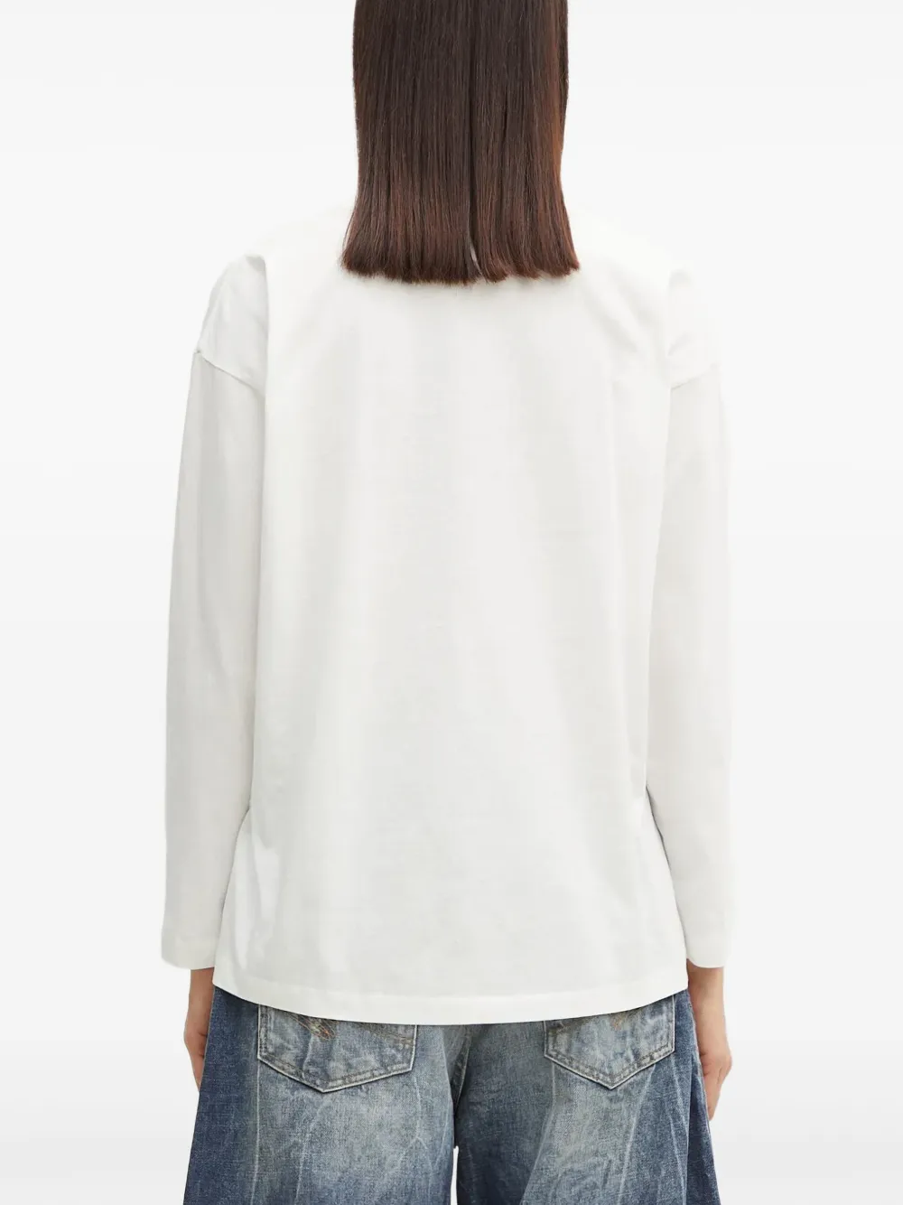 MM6 Maison Margiela T-shirt met nummer-patroon en lange mouwen Wit