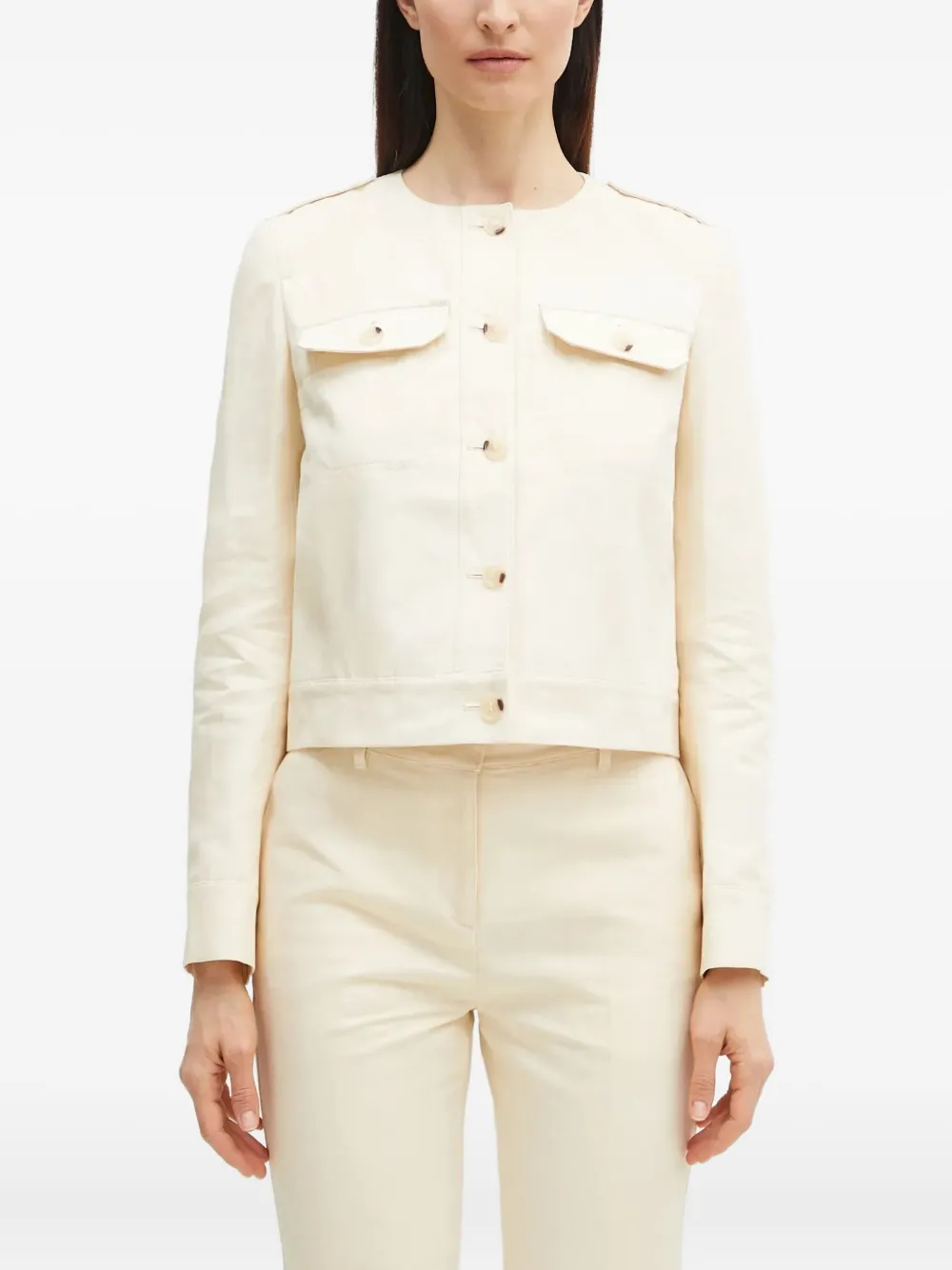 Kenzo cotton collarless jacket | Neutrals | Image 1